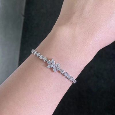 0.40ct-0.49ct D Lab Grown Diamond Royal Diamond Plated Gold Armband Volledig Diamant