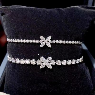 0.40ct-0.49ct D Lab Grown Diamond Royal Diamond Plated Gold Armband Volledig Diamant