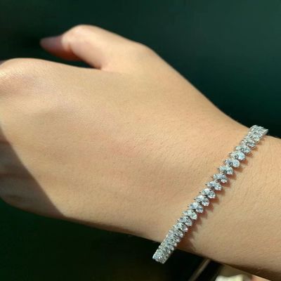 18K aanpasbare tennisarmband met lab-groeide diamant en volle diamant waterdruppel