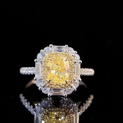 Aanvankelijke betaling 18K Lab Diamanten Ring en Gele Diamant Dual Purpose Ring en Hanger