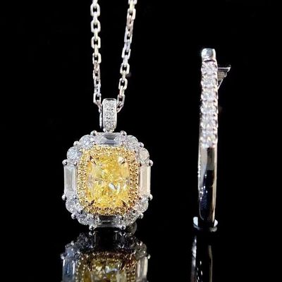Aanvankelijke betaling 18K Lab Diamanten Ring en Gele Diamant Dual Purpose Ring en Hanger
