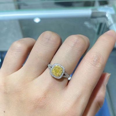 Aanvankelijke betaling 18K Lab Diamanten Ring en Gele Diamant Dual Purpose Ring en Hanger