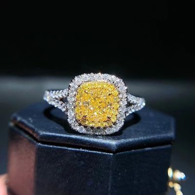Aanvankelijke betaling 18K Lab Diamanten Ring en Gele Diamant Dual Purpose Ring en Hanger