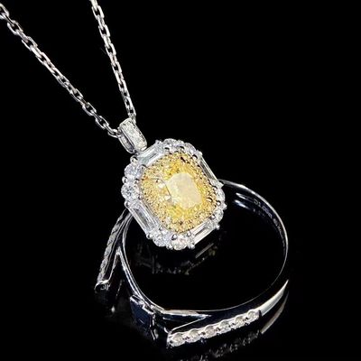 Aanvankelijke betaling 18K Lab Diamanten Ring en Gele Diamant Dual Purpose Ring en Hanger