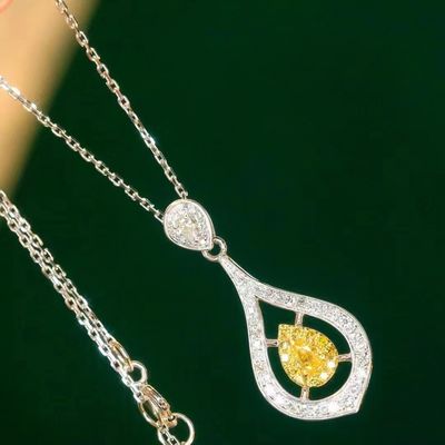 Choker Echt Gold Lab Groeide Diamanten Halskettingen Geel Aanpassing met Geel Diamant